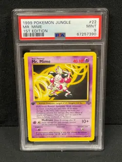 1999 POKEMON JUNGLE 1ST EDITION RARE #22 MR. MIME PSA MINT 9 SET BREAK - Image 1