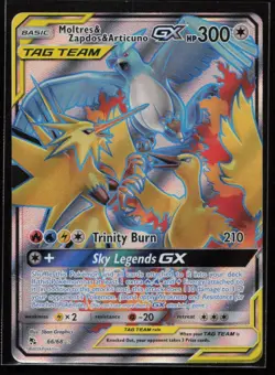 Moltres & Zapdos & Articuno GX (Full Art) #66/68 Hidden Fates Pokemon (1B) - Image 1