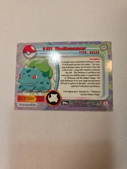 Bulbasaur #01 1999 Topps Series 1 Holo Pokemon TV Animation Edition - Image 2