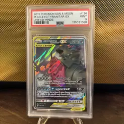 Pokemon 2019 Mega Sableye & Tyranitar GX 126/236 Tag Team Unified Minds PSA 9 - Image 1