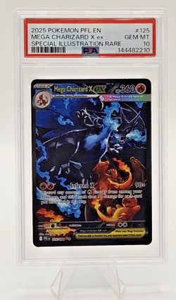 2025 POKEMON PFL SPECIAL ILLUSTRATION RARE #125 MEGA CHARIZARD X EX PSA 10 - Image 1