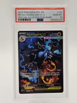 2025 POKEMON PFL SPECIAL ILLUSTRATION RARE #125 MEGA CHARIZARD X EX PSA 10 - Image 2