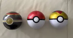 Pokemon TCG Lot Of 3 Empty Pokeball Tin’s For Display Storage &Cosplay Costume - Image 1
