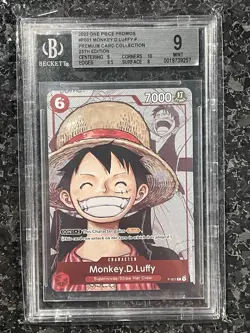 Monkey.D.Luffy (Alternate Art) P-001 One Piece Promotion Cards Foil BGS 9 - Image 1