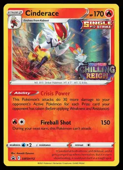 Cinderace SWSH112 Holo Stamped Chilling Reign Promo Pokemon Card - Image 1
