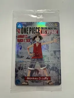 Bandai One Piece CCG Monkey.D.Luffy Promo Full Art Holo US Voyage P-055 Card - Image 1