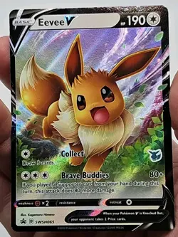 Eevee V SWSH065 Full Art NM Promo Rare Pokemon Card Battle Academy Eevee Stamped - Image 1
