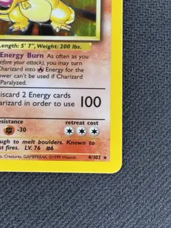 Charizard 4/102 Base Set Rare Holo Pokemon Card WOTC 1999 Near Mint - Image 4