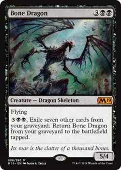 MTG Bone Dragon - Foil, Core Set 2019, Moderately Played, English - Image 1