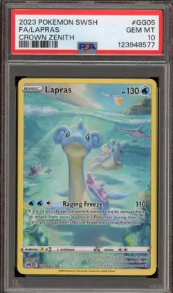 Pokemon Lapras Crown Zenith Galarian Gallery Full Art #GG05 PSA 10 Gem Mint - Image 1