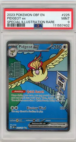 2023 POKEMON OBF EN-OBSIDIAN FLAMES SPECIAL ILLUSTRATION RARE PIDGEOT EX PSA 9 - Image 1