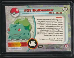 Bulbasaur #01 - 1999 Pokemon Topps TV Animation Edition Series - Rare, NM - Image 2