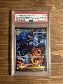 2025 POKEMON PFL EN-PHANTASMAL FLAMES #125 MEGA CHARIZARD X EX SIR PSA 10 - Image 1