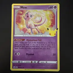 Pokemon Mew Holo Rare TCG Card 11/25 Celebrations 25th Anniversary.3 - Image 1
