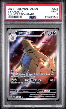 PSA 9 Tyranitar 222/193 Pokemon Paldea Evolved Illustration Rare IR PAL EN - Image 1
