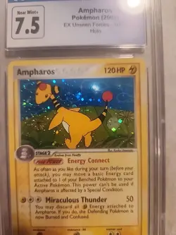 7.5 Ampharos Pokemon 2005 Ex Unseen Forces 1/115 Holographic - Image 2