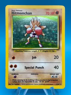 Hitmonchan 7/102 Holo Rare - 1999 WOTC Pokemon Base Set MP - Image 1