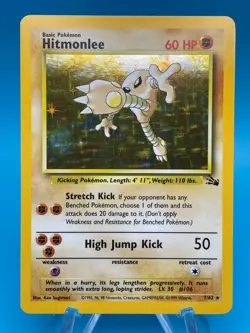 Hitmonlee 7/62 Holo Rare - 1999 WOTC Pokemon Fossil Unlimited - Image 1