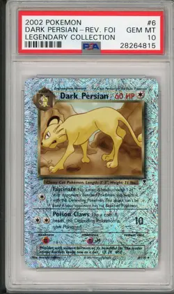 2002 Pokemon Legendary Collection Dark Persian Reverse Holo Foil #6 PSA 10 - Image 1