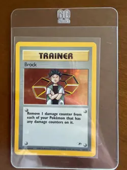 Pokemon TCG Brock Trainer #15 [LP] Gym Heroes Vintage Holo Rare - Image 3
