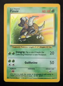 Pinsir LP Pokemon TCG 9/64 Jungle Error Holo Rare TCG No Set Symbol Error - Image 1