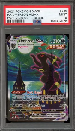 Pokemon Umbreon VMAX Evolving Skies Secret Rare Full Alt Art #215 PSA 9 Mint - Image 1