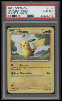 PSA 10 2011 Pokemon Black & White Pikachu-Holo # 115 - Image 1