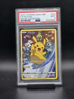 2020 POKEMON SWSH PROMO FIGURE COLLECTION SWSH020 FULL ART/PIKACHU PSA 9 - Image 1