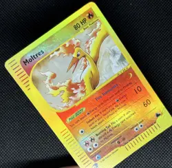 2003 Moltres MP- HP+ Crease Reverse Holo Rare 21/144 Skyridge Vintage Clean Back - Image 2