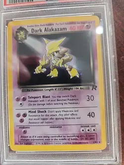 Dark Alakazam Team Rocket Holo Pokemon Card WOTC NM Mint PSA 8 - Image 5