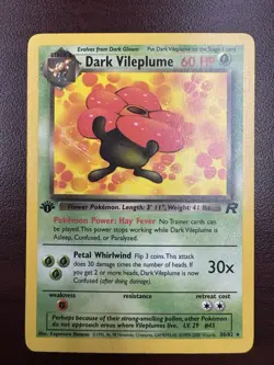 Pokemon Card - Dark Vileplume Team Rocket 30/82 Rare 1st Edition LP - Image 1