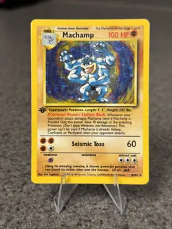 🔥 Machamp 8/102 1st Edition Holo Rare MP | Vintage Base Set WOTC Pokemon Card - Image 1