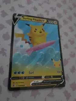 Surfing Pikachu V Celebrations 008/025 25th Anniversary Pokemon Card Nm+🎁 - Image 2