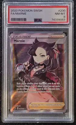 2020 POKEMON SWORD & SHIELD #200 FULL ART/MARNIE PSA 8 NM-MT GRADED CARD RARE - Image 1