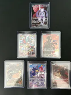 6 card lot of Destined Rivals. SRs And Team Rockets Mewtwo Ultra Rare. - Image 1