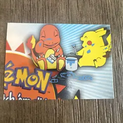 P02 of 6 Holo Charmander and Pikachu Painting Pokemon Topps Puzzle Card NM/MP - Image 1