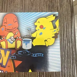 P02 of 6 Holo Charmander and Pikachu Painting Pokemon Topps Puzzle Card NM/MP - Image 4