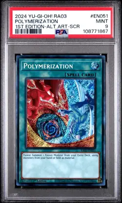 Yu-Gi-Oh Polymerization 1st Edition Secret Rare Hero Alt Art RA03-EN051 PSA 9 - Image 1