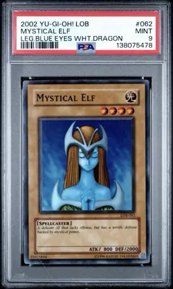 2002 Yu-Gi-Oh PSA 9 Man Eater Bug, Mystical Elf, Curse/Dragon, Trap Hole, GTDC - Image 3