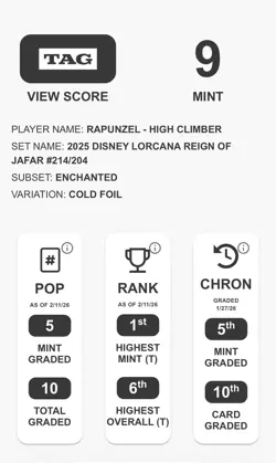 Disney Lorcana Rapunzel High Climber Enchanted TAG 9 #214/204 - Image 3