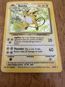 Pokemon TCG Raichu Base Set Holo 14/102 2 Card Lot English Vintage - Image 1