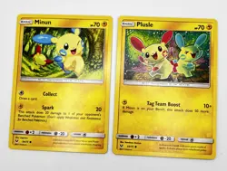 Minun 34/73 Plusle 33/73 Pokemon Card Shining Legends 2017 LP - Image 1