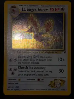 Lt. Surge's Fearow 7/132 WOTC Gym Heroes Unlimited Holo Pokemon Card LP - Image 2