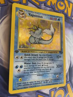 Pokemon Vaporeon 12/64 1st Edition Holo Rare Jungle Vintage LP - Image 2