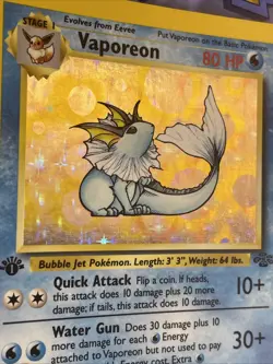 Pokemon Vaporeon 12/64 1st Edition Holo Rare Jungle Vintage LP - Image 3
