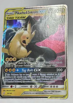Authentic Pikachu & Zekrom GX 33/181 Team Up NM Ultra Rare Pokemon Card - Image 2