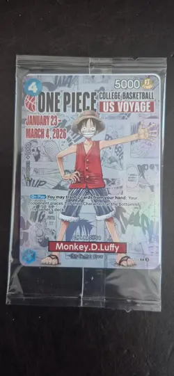 One Piece Card - Monkey.D.Luffy US Voyage P-055 **SEALED** Rutgers bball 2/7/26 - Image 1