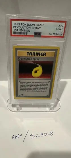 1999 POKEMON BASE SET 1ST EDITION #72 DEVOLUTION SPRAY PSA 9 - Image 1