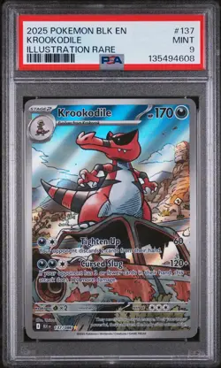 2025 POKEMON BLK EN-BLACK BOLT ILLUSTRATION RARE #137 KROOKODILE PSA 9 - Image 1