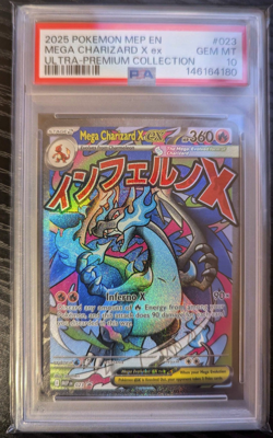 2025 POKEMON MEP EN-ME BLACK STAR PROMO #023 MEGA CHARIZARD X ex PSA 10 (UPC462 - Image 1